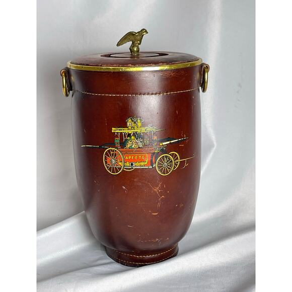 Vintage Loyal Papeete Leather Ice Bucket Reproduction of Fire Bucket 18" tall - Picture 1 of 8